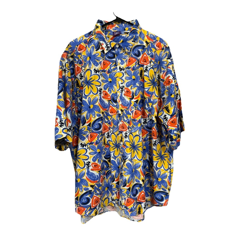 Vintage PRO SPIRIT XXL Casual Short Sleeve Button Down‎ Abstract Floral RN36545